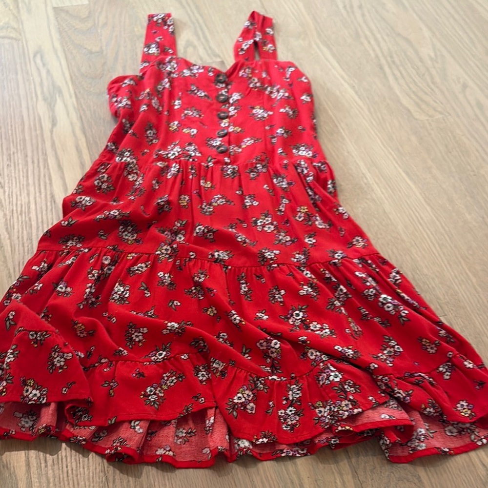 Nordstrom Red and White Ruffled Tiered Sundress